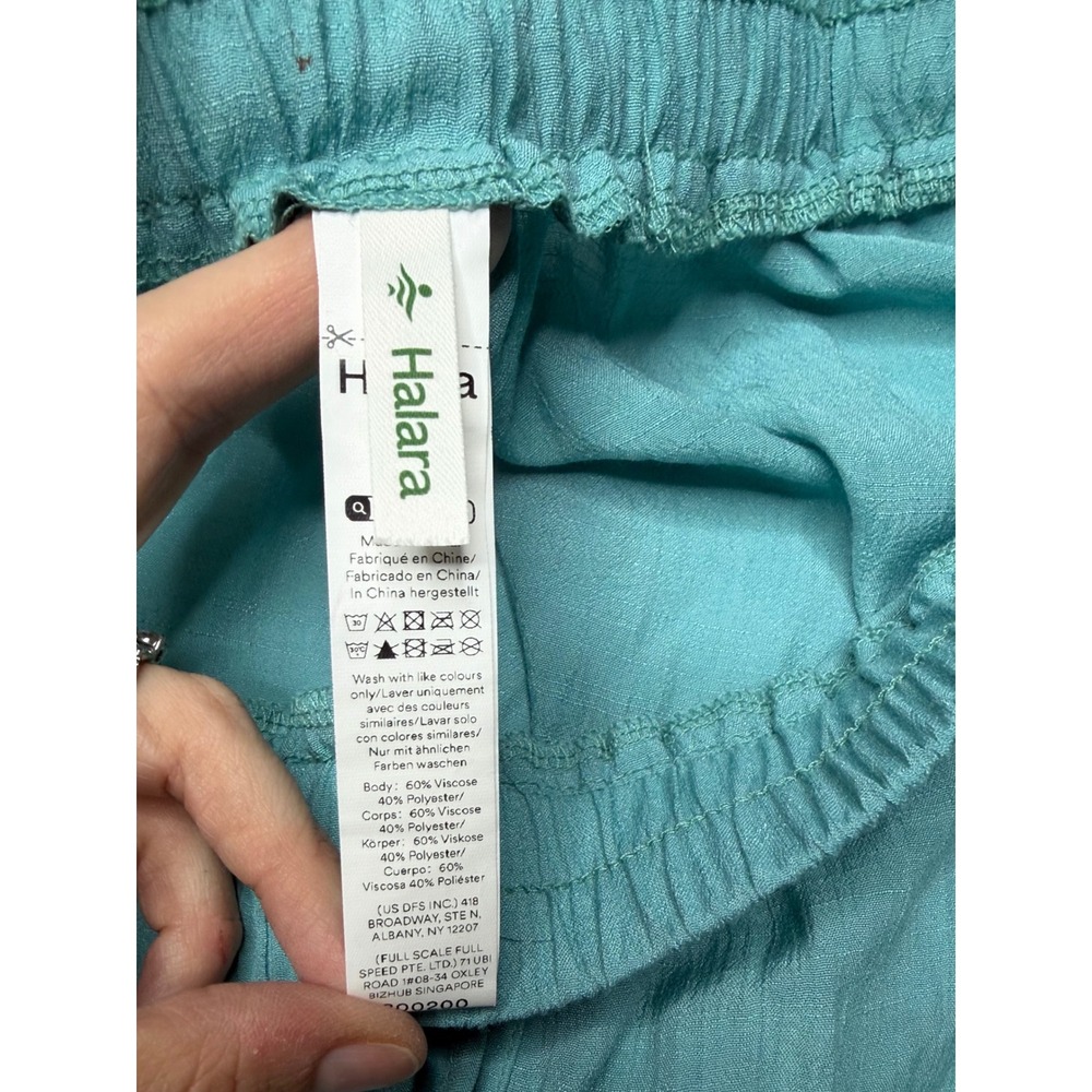 Halara Turquoise Blue Button Front Handkerchief Hem Midi Skirt Large - Picture 3 of 4
